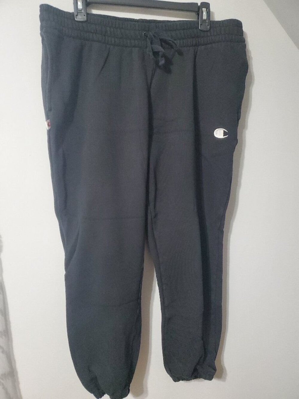 Champion Men's XL Black Fleece Jogger Pants Drawstring Elastic Waist Pockets